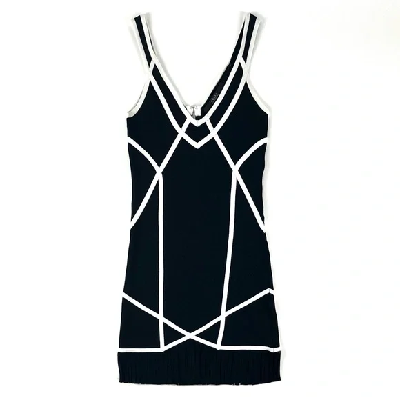 Guess Mirage Colorblock Fringe Bodycon Bandage Dress - Picture 4 of 11